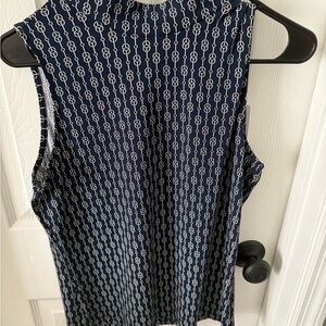 Carolina Belle Navy and White Patterned Blouse